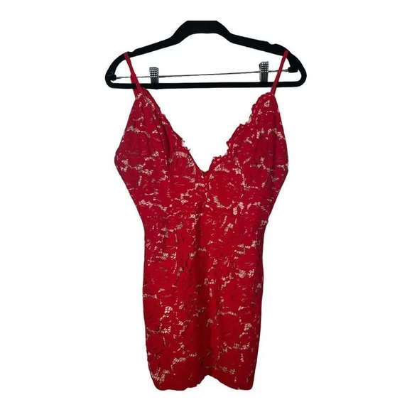 Superdown Women's Red Plunging Freya Slit Sleeveless Mini Dress Size Med… - Picture 1 of 5